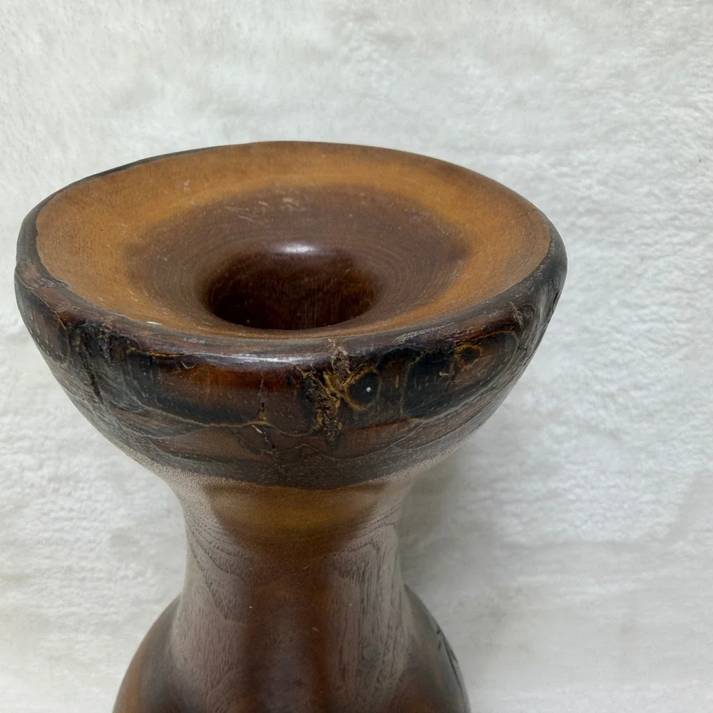 Handcrafted Russian Olive Wood Natual Burl Pattern Vase Rustic Farmhouse Decor